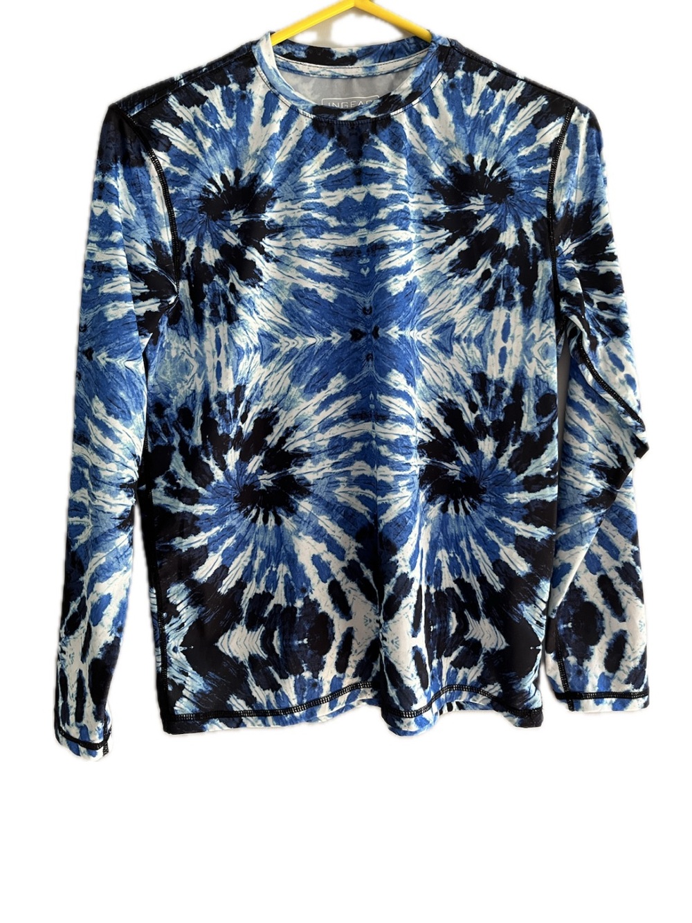 Ingear Blue & White Tie-Dye Performance Boys Long Sleeve UPF Sun Shirt Large